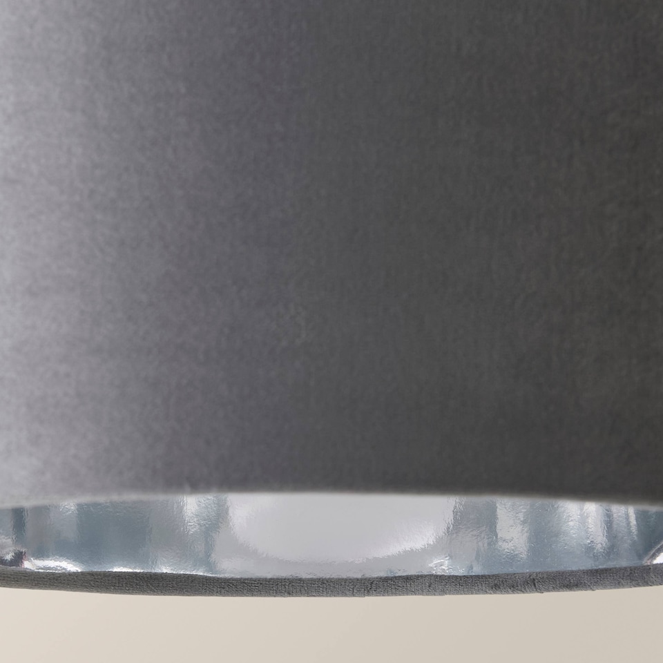 image 1 of ValueLights Reni Small Grey Velvet Chrome Inner Lamp Shade | Grey