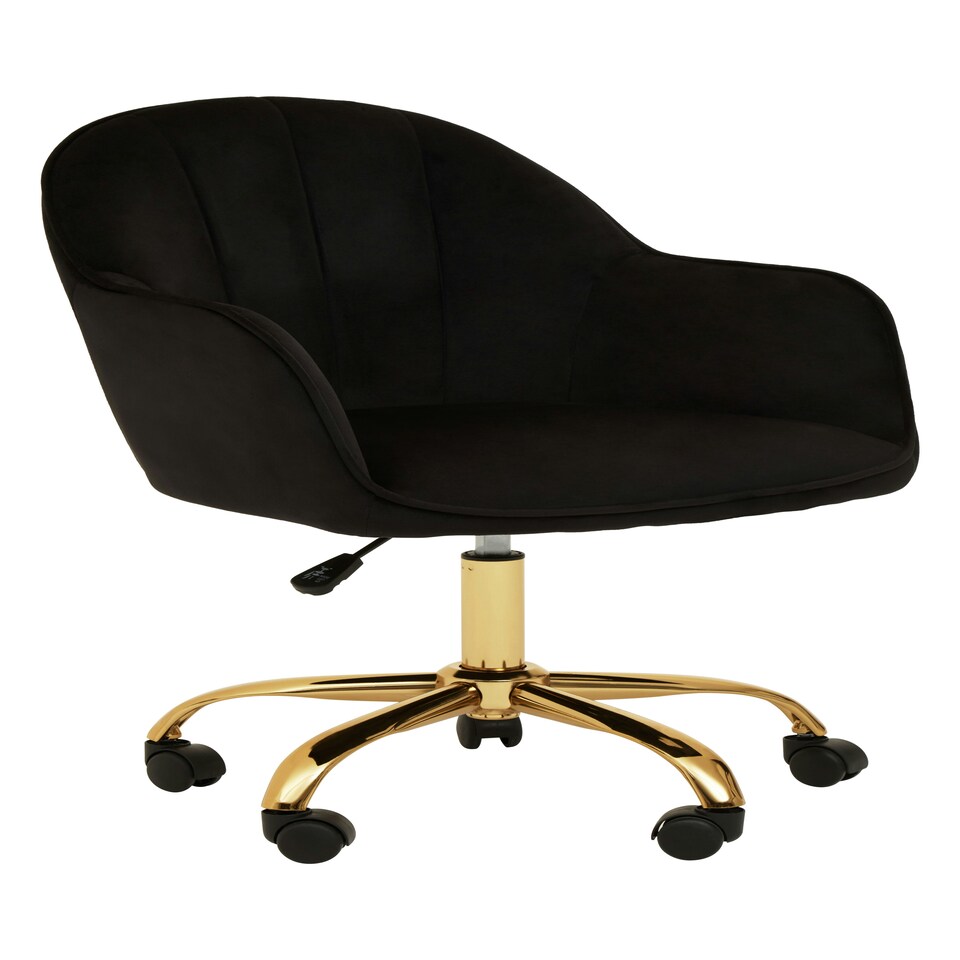 image 1 of Interiors by Premier Brent Black Velvet And Gold Base Home Office Chair