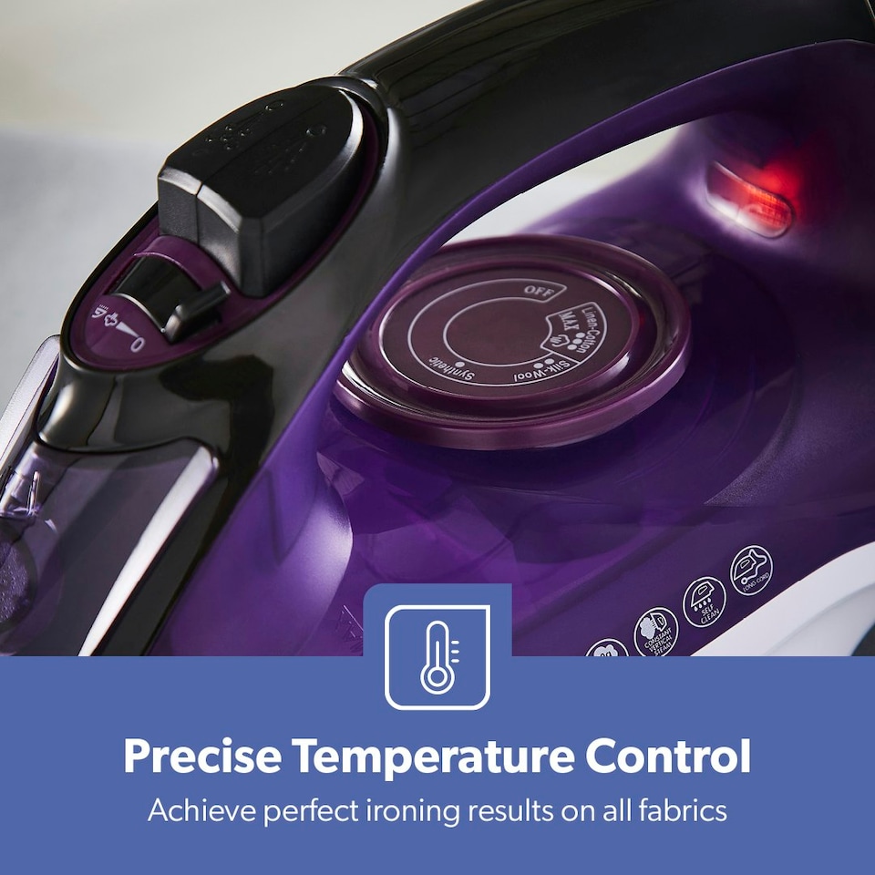 image 1 of GEEPAS Steam Iron | Clothes Dry & Steam Press, 2400W Purple