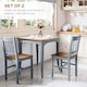 image 3 of HOMCOM Dining Chairs Set of 2, Pine Wood Frame, Slat Back for Kitchen Grey