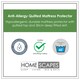 image 2 of Homescapes Anti Allergy Mattress Protector - Euro 90 x 200 cm White | Single
