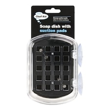 Chef Aid Soap Dish With Suction Pads - Black - 12.5 x 10 x 4.2cm