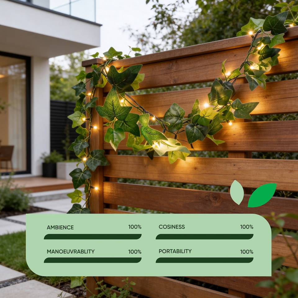 image 1 of Gardenwize 2m Solar Ivy Outdoor Garland String Lights (20 LED