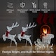 image 6 of Neo 240 LED Christmas Sleigh Reindeer Outdoor Decoration Warm Bright White Mixed Light Effects Timer 65cm Reindeers Weatherproof Frame 6 Ground Hooks Included