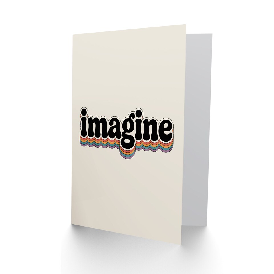 image 1 of Imagine Colourful Retro Rainbow Font Typography Good Luck Greeting Card