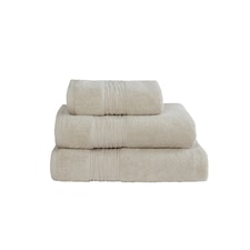Martex 600gsm Turkish Cotton Towel With Linen Blend Insert Border Beige Bath Towel Cream