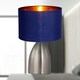 image 4 of First Choice Lighting Valentina Brushed Chrome Touch Lamp with Navy Blue Gold Shade Silver | Blue