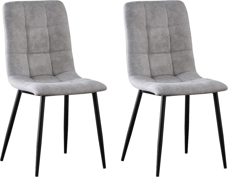 image 1 of MCC Direct Henri Faux Suede Leather Dining Chairs Set of 4 Light Grey