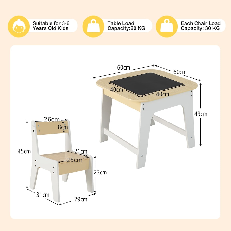 image 1 of COSTWAY 2 in 1 Children Activity Table and Chair Set Yellow