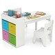 image 10 of COSTWAY Kids Art Table and Chairs Set with 2 Chairs White