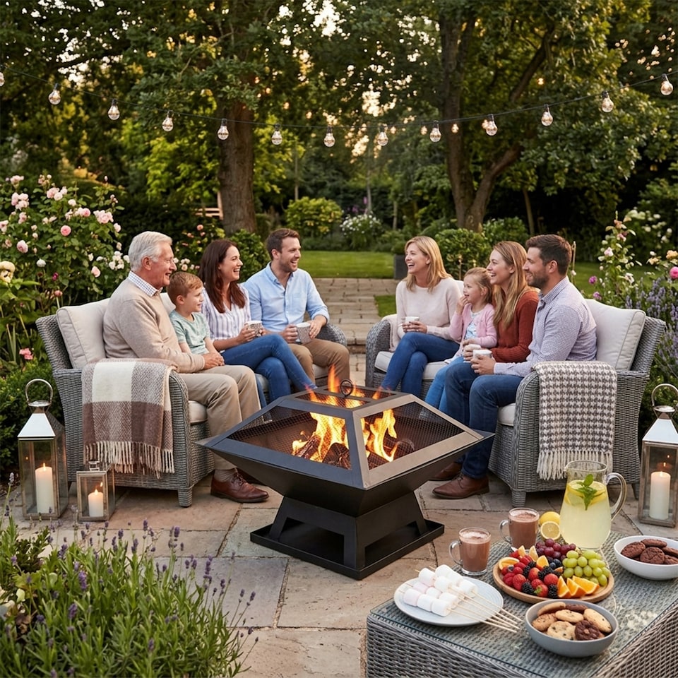 image 1 of Hortus Metal Square Firepit BBQ