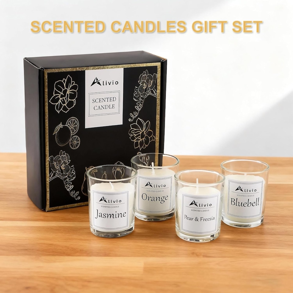 image 1 of Alivio 4-Piece Natural Soy Wax Scented Candle Set – Aromatherapy for Stress Relief & Relaxation