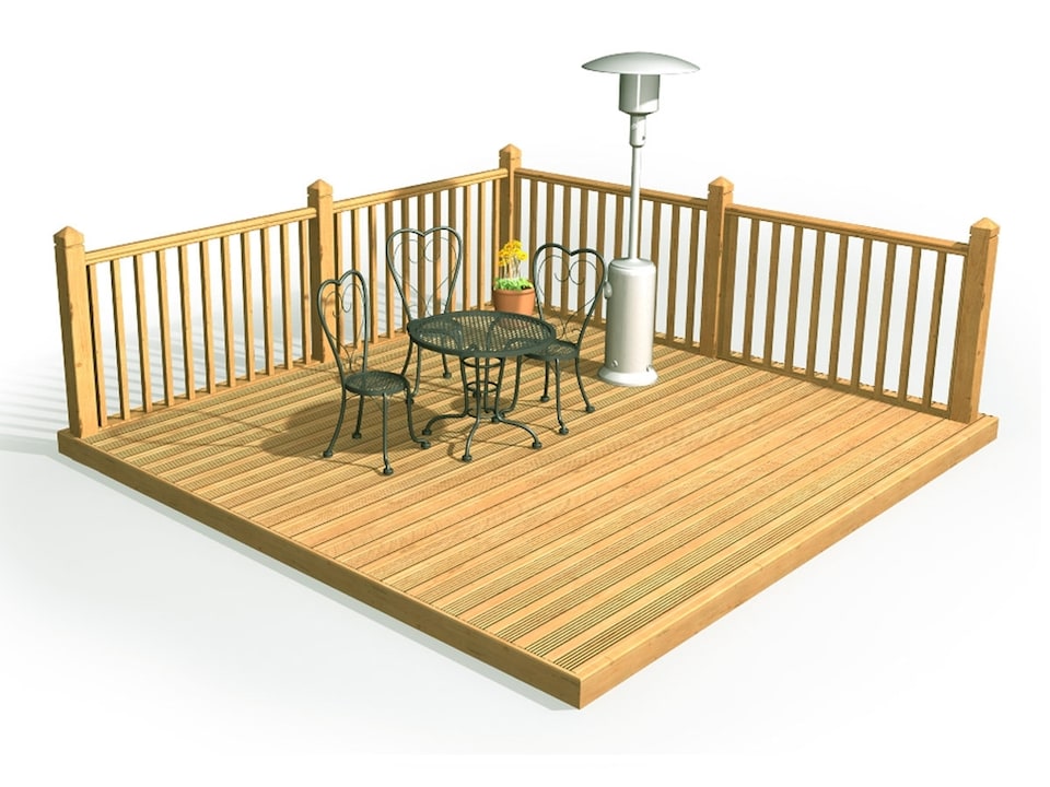 image 1 of eDecks Discount Decking Kit, Treated Timber, 2.4 x 2.4m - Square Handrails