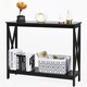 image 6 of COSTWAY 2-Tier X-design Wooden Hall Desk Side Table Black