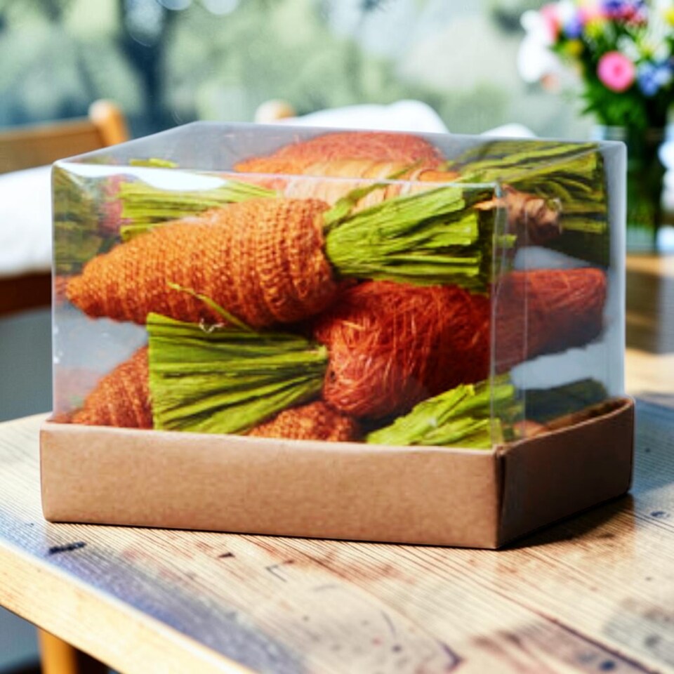 image 1 of Set of 9 Fabric Carrot Decorations in Box