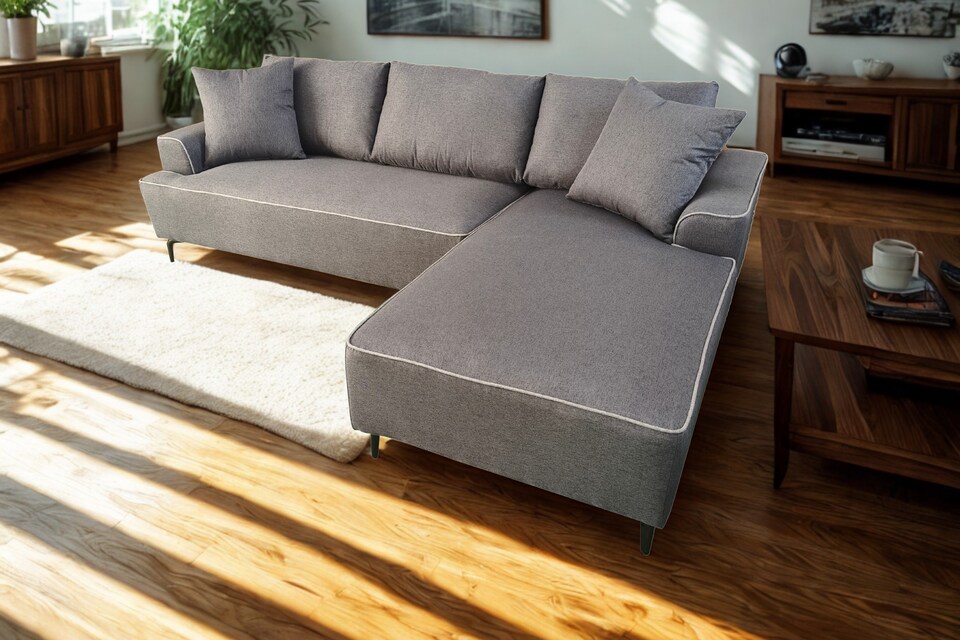 image 1 of The Milano Edge 3 Seater Left Hand Corner Sofa in Grey or Beige | Grey | One Size