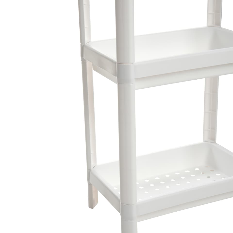 image 1 of Living and Home 4-Tier Multifunction Plastic Storage Rack for Kitchen or Bathroom | White | 4 Tier