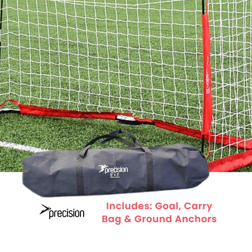 image 1 of Precision Flexi Net Goal, Heavy Duty Portable Football Goals, Fast And Easy Setup, Pro Training Design Durable Frame, Carry Bag, 8Ft X 6Ft, Red