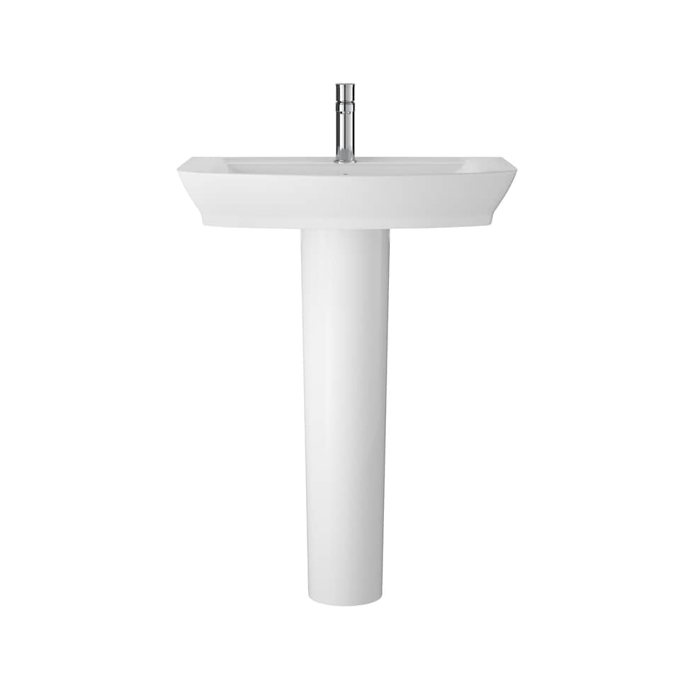image 1 of Balterley Spirit Soft Square 1 Tap Hole Ceramic Basin & Full Pedestal - Balterley | White | White