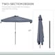 image 3 of Outsunny 2.3m Half Round Parasol Garden Sun Umbrella with Crank Grey