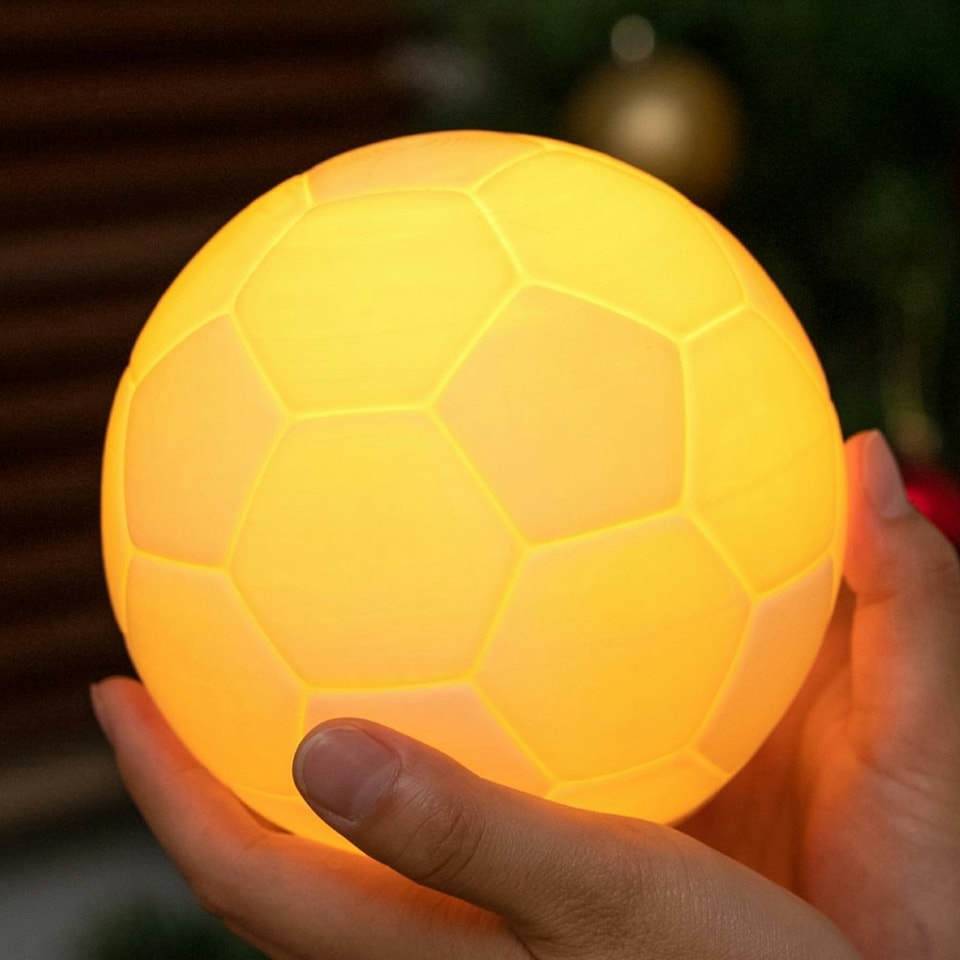 image 1 of Gingko Design Smart FootballSpin Lamp with Wooden Walnut Base - Large | Multi