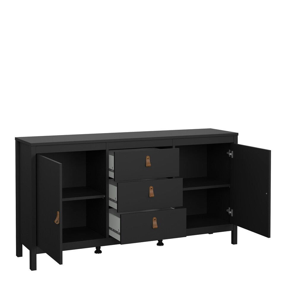 image 1 of Barcelona Sideboard 2 Doors 3 Drawers in Matt Black