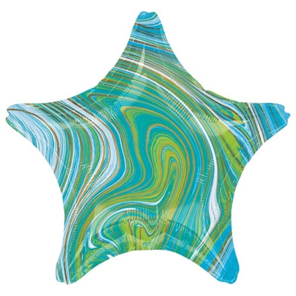 Marblez Blue Green Star Shape Foil Helium Balloon 48cm / 19 in