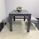 image 3 of Wooden Dining Table Set with 2 Grey Velvet Benches  Modern Dining Furniture