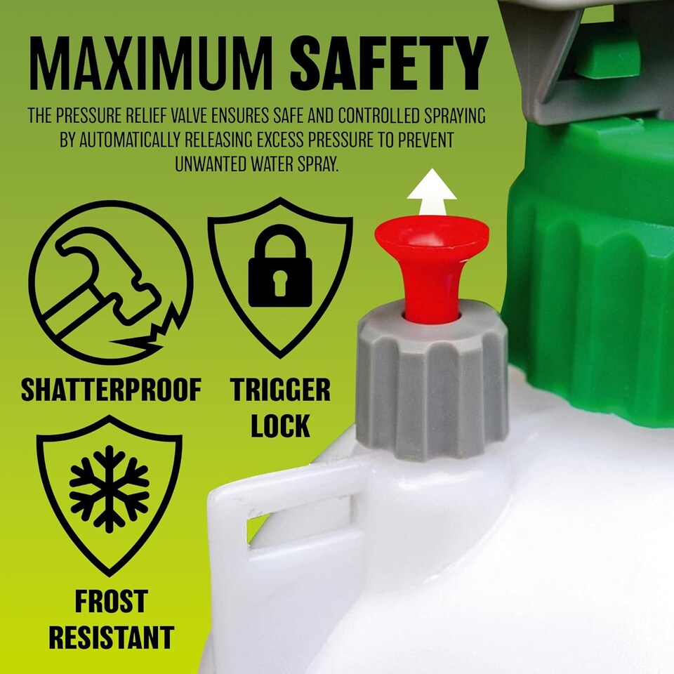 image 1 of 5 Litre Garden Pressure Sprayer Knapsack Cleaning Hand Tool Gardening Weed Remover