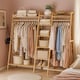 image 7 of Neo Natural Bamboo Freestanding Open Clothes Rack Storage Rail Coat Stand Shelf Hanging Entryway Bedroom Bathroom and Office