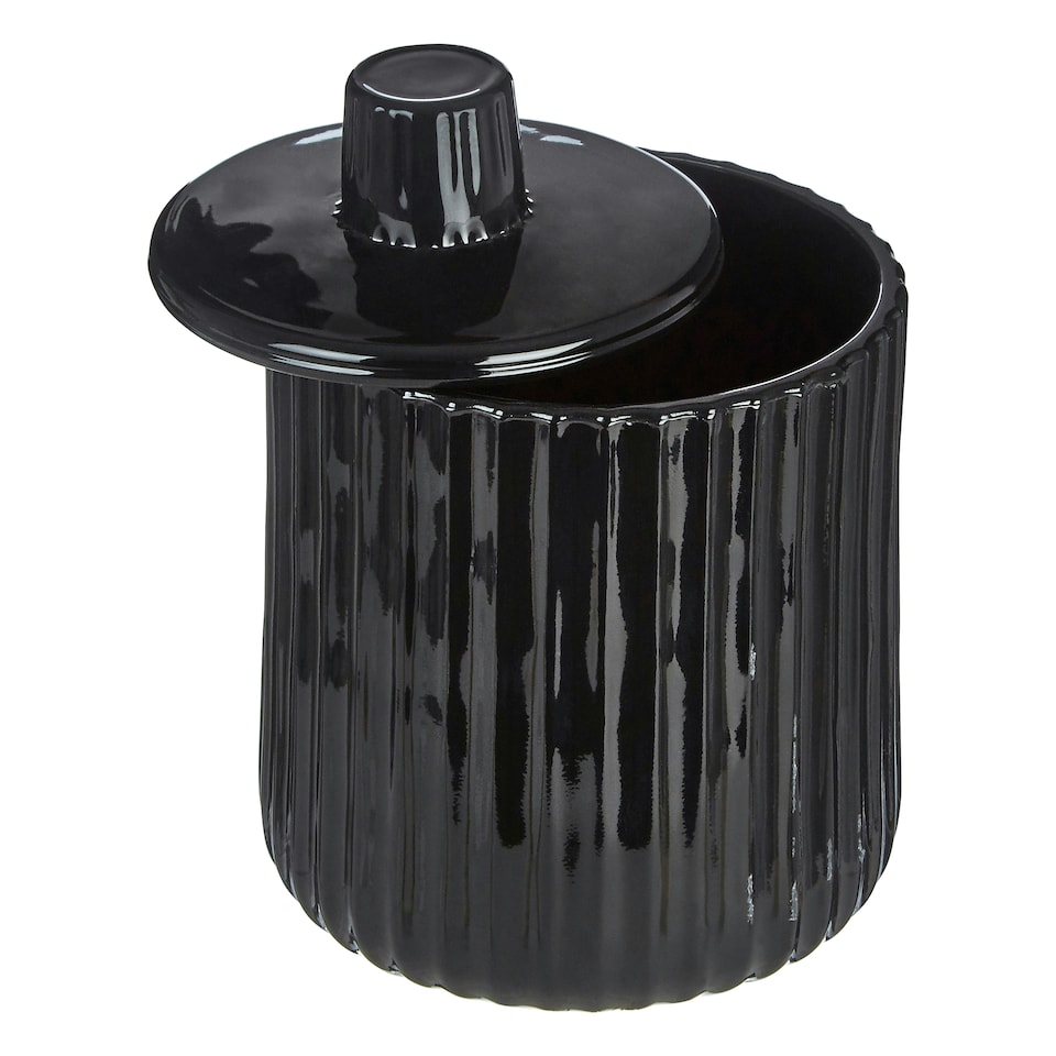 image 1 of Ticino Brittany Black Glass Storage Jar