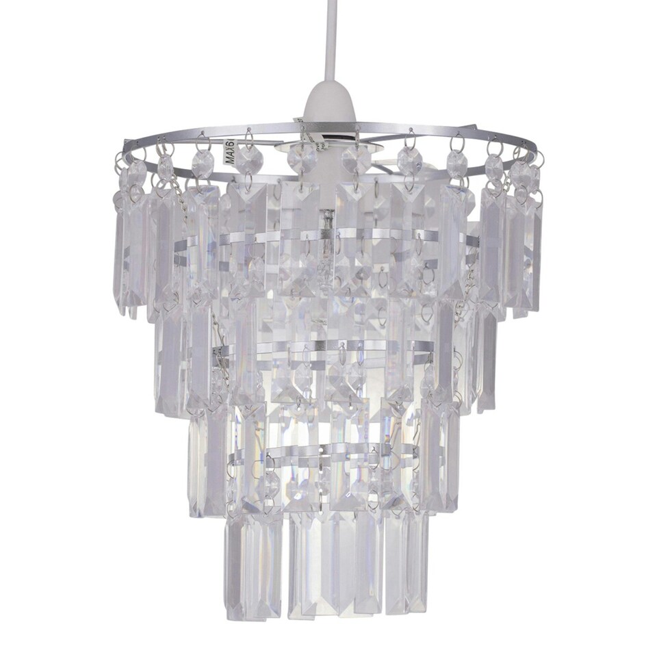 image 1 of First Choice Lighting Set of 2 Clear Acrylic 4 Tier Easy Fit Light Shades Clear | Chrome