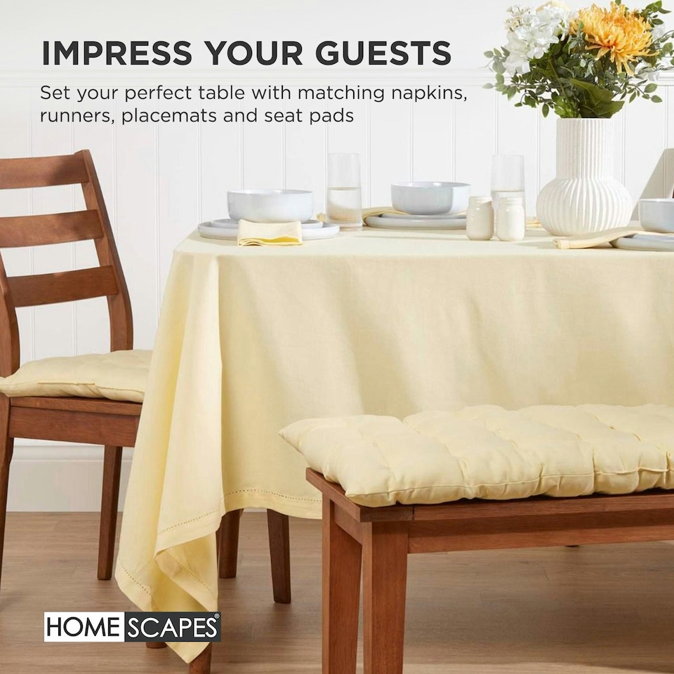 image 1 of Homescapes Garden Bench Cushion Luxury 3 Seater 100% Cotton Indoor Outdoor Seat Pad Cream | 143 x 48 cm