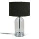 image 3 of ValueLights Jessy Glass and Silver Chrome Metal Bedside Table Lamp with a Charcoal Grey Boucle Lampshade