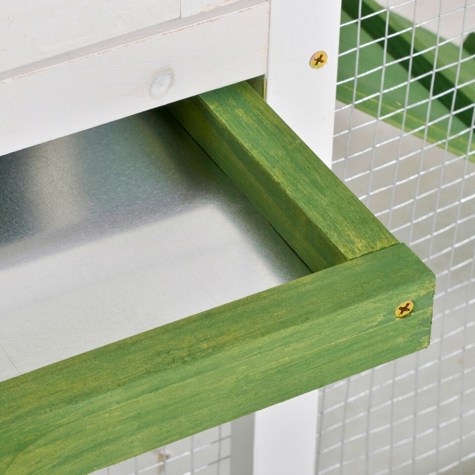 image 1 of PawHut Rabbit Hutch, Guinea Pig Hutch 2 Tiers Outdoor w/Tray & Ramp, Green