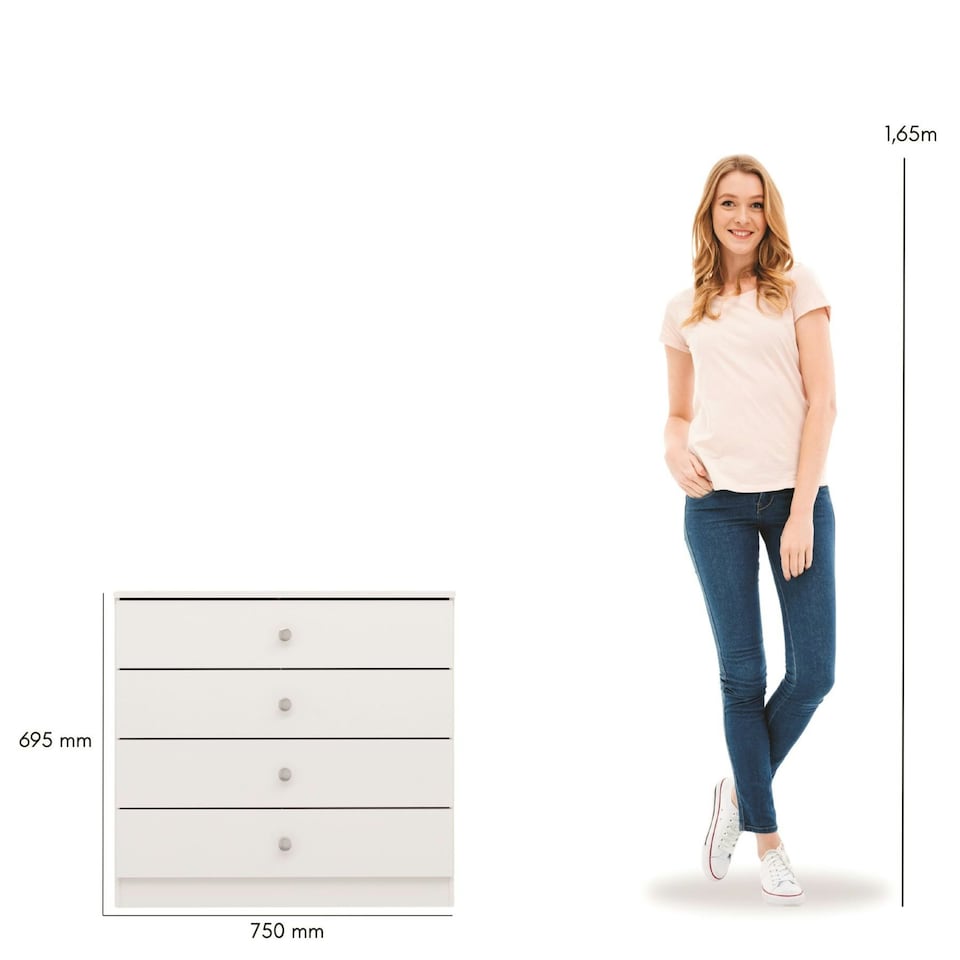 image 1 of Denver 4 Drawer Chest White