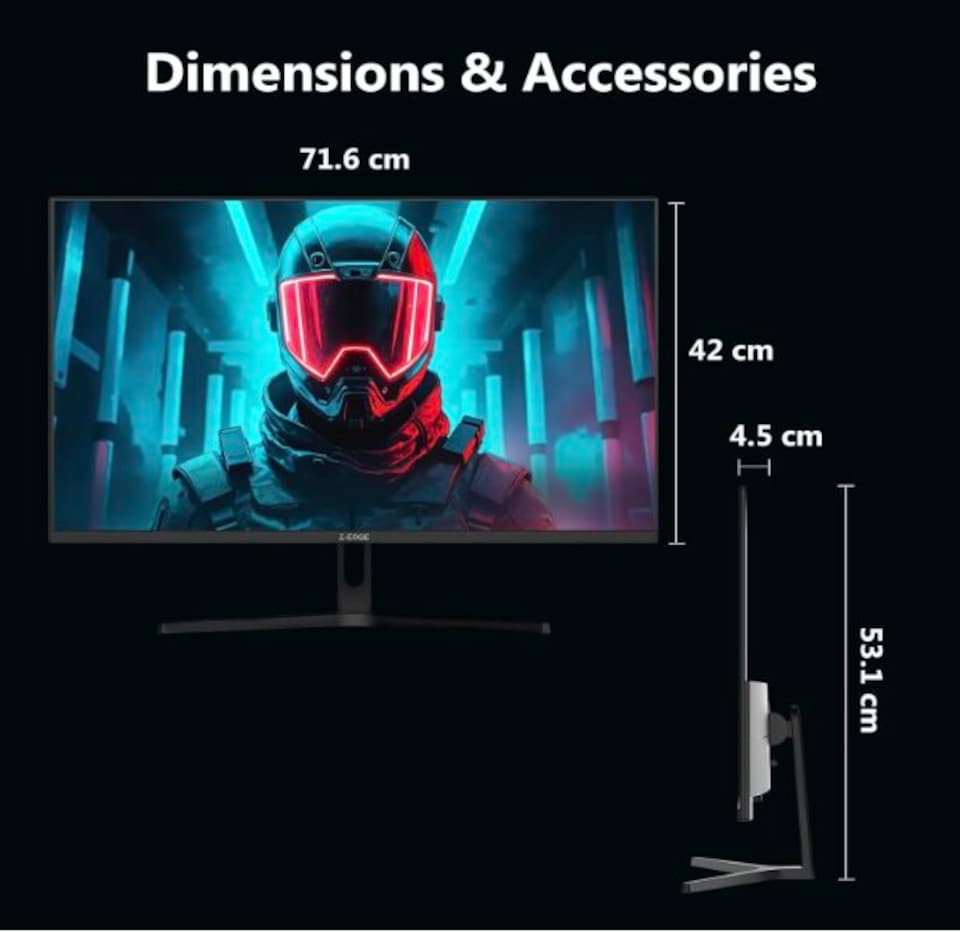 image 1 of Z-Edge 32 Inch Gaming Monitor QHD 200Hz 1440P IPS 1ms 100% sRGB DP HDMI | 2K PC Monitor 2560x1440 16:9, 300cd/m² Brightness, FreeSync, Crosshair, VESA Mountable, Black
