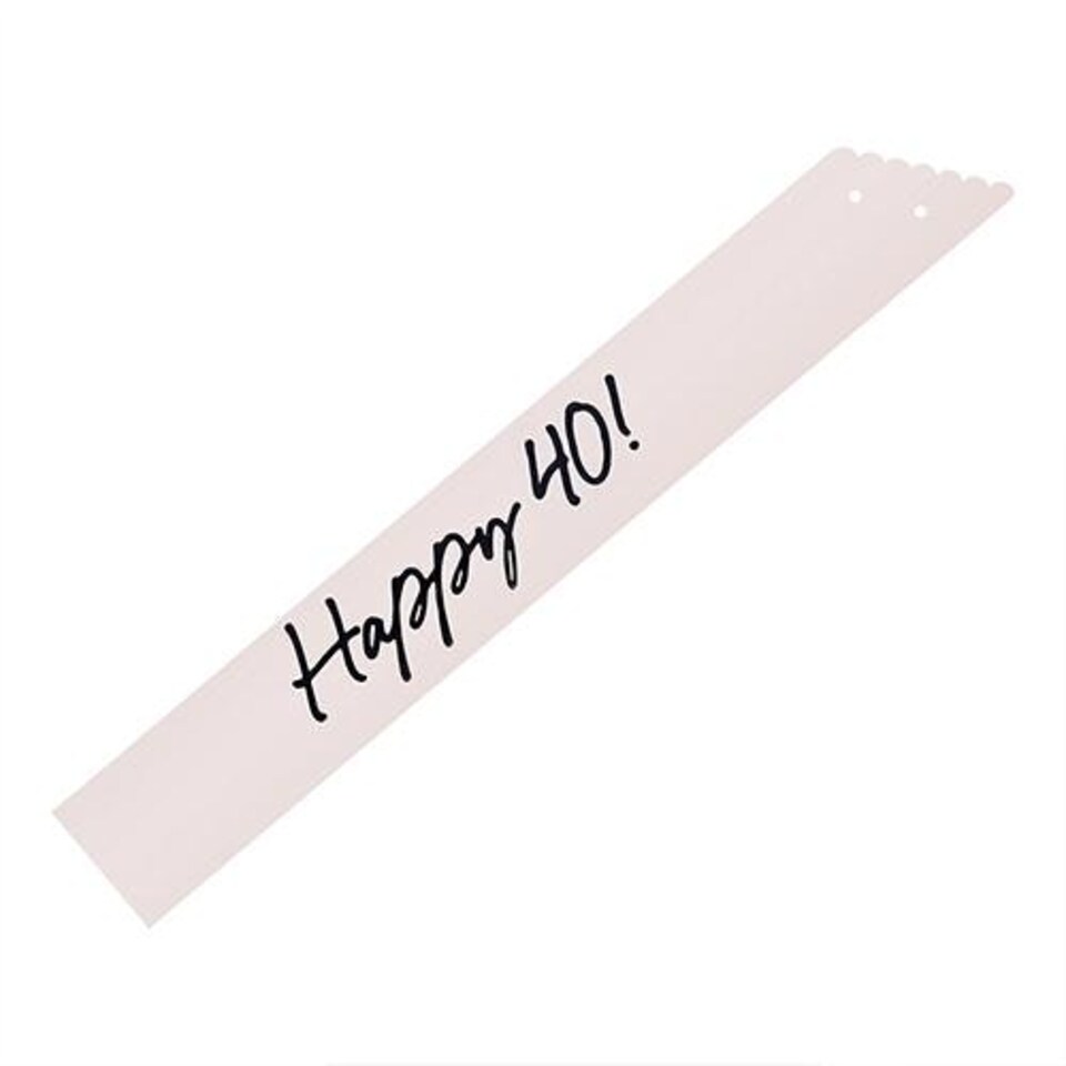 image 1 of Happy 40th Birthday Cream & Black Elegant Milestone Paper Sash Cream | One Size