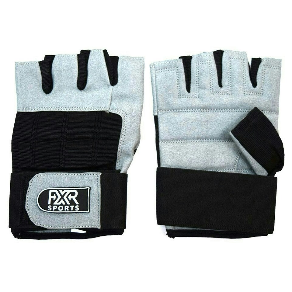 Grey & Black Weightlifting Gloves Grey | L