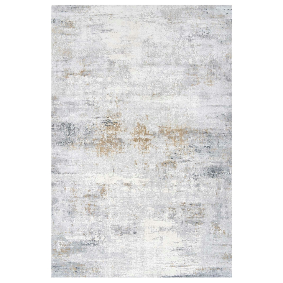 image 1 of KUKOON Silver Grey Metallic Distressed Abstract Living Room Area Rug 80cm x 150cm Grey
