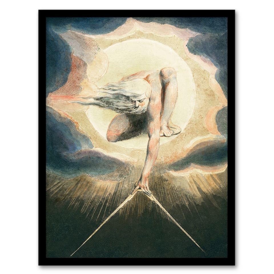 image 1 of William Blake Ancient of Days Setting Compass to Earth Framed Wall Art Print A4