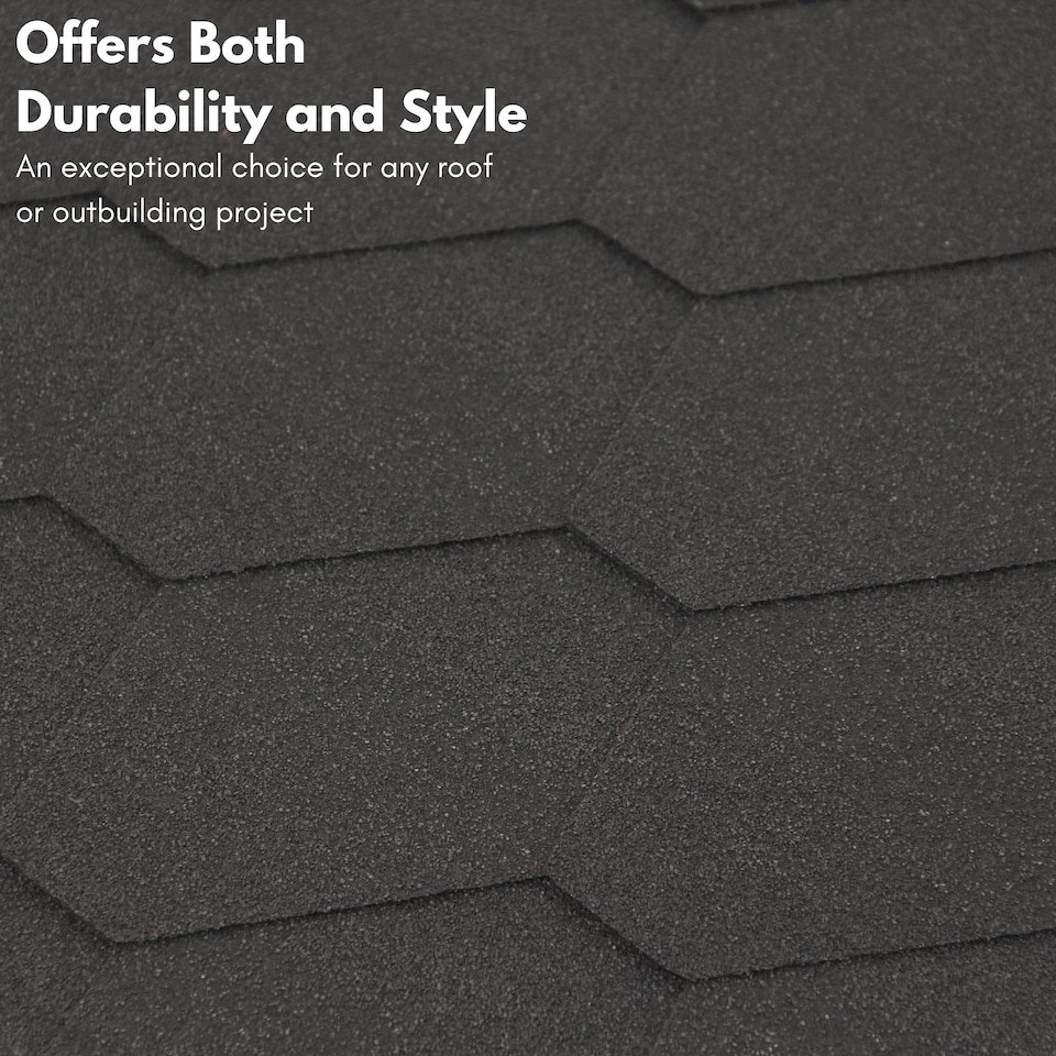 image 1 of Premium Asphalt Roof Shingles - Hexagonal Shape Design 80 x 31.5 cm Weather Resistant Roofing Felt (25 Pcs)