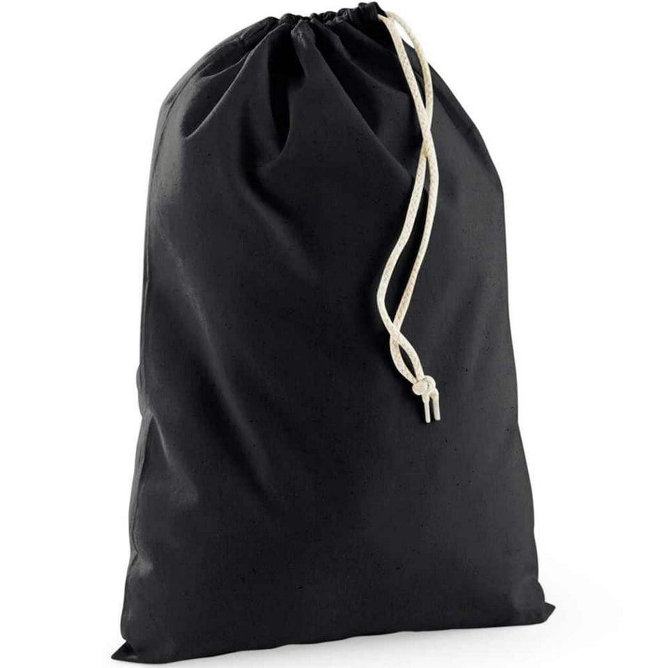 Westford Mill Recycled Cotton Stuff Bag - Black - 20cm x 14cm