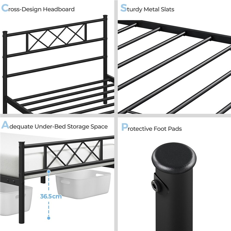 image 1 of Yaheetech 3ft Single Simple Metal Bed Frame Mattress Foundation Black