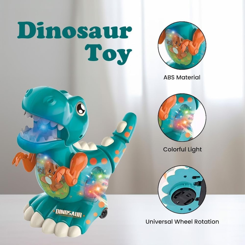 image 1 of Alivio Crawling Walking Dinosaur Baby Toy with Musical Lights for 1 to 2 Years Kids (Blue)