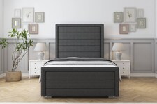 Sloomy Ashford Graphite Dumfries Bed Frame With 50" Upholstered Headboard 5' King