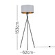 image 5 of ValueLights Camden Black Tripod Floor Lamp Grey & Gold Shade & Bulb | Gold