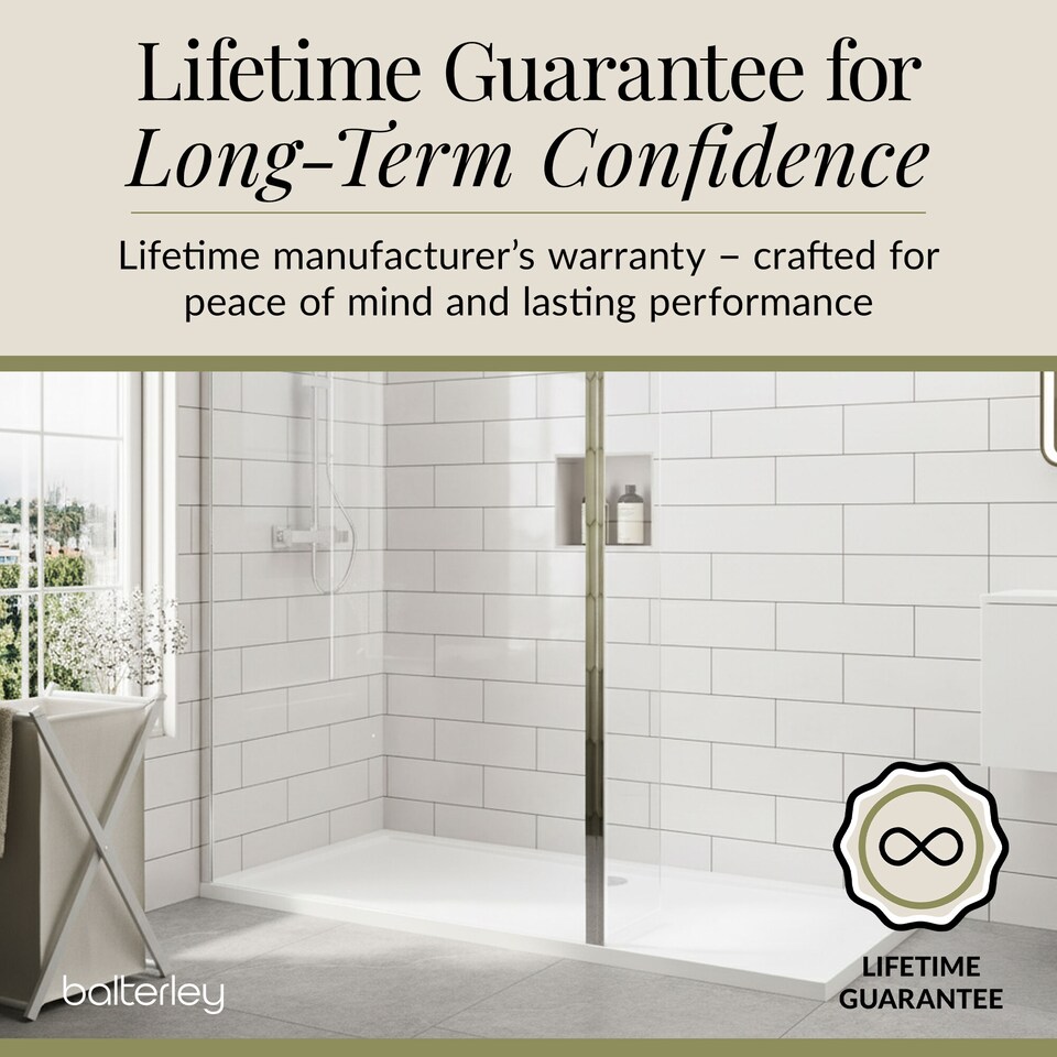 image 1 of 8mm Glass Wetroom Screen and Return Chrome and Tray 1700 x 700mm | Silver | Chrome