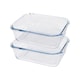 image 1 of Argon Tableware Rectangular Glass Cake Dishes - 17cm x 12.5cm - Pack of 2 Clear