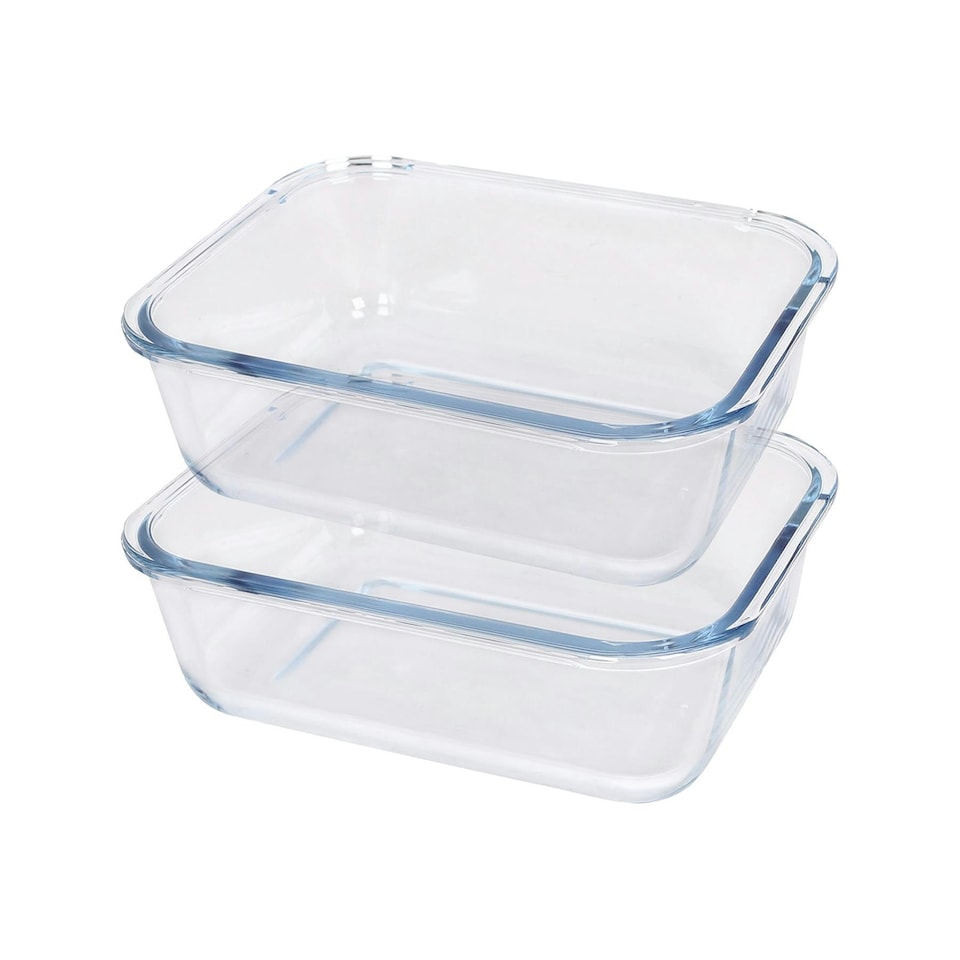 image 1 of Argon Tableware Rectangular Glass Cake Dishes - 17cm x 12.5cm - Pack of 2 Clear